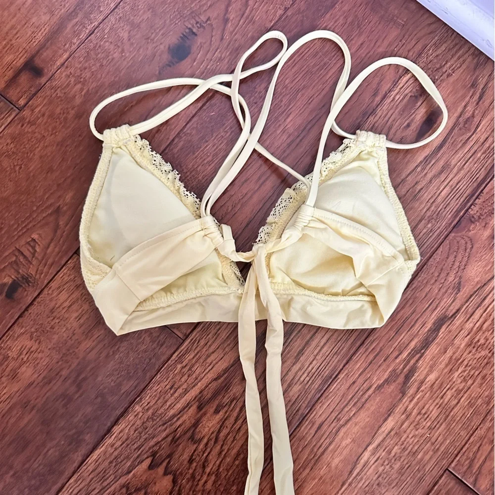 Yellow Lace Bikini Top Size Small